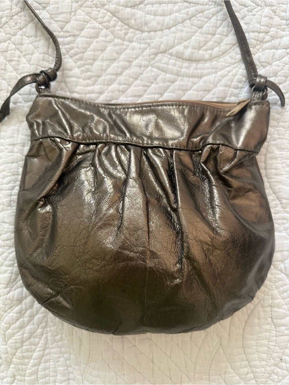 Vintage 1970s/1980s Metallic Bronze Leather Shoulder Purse